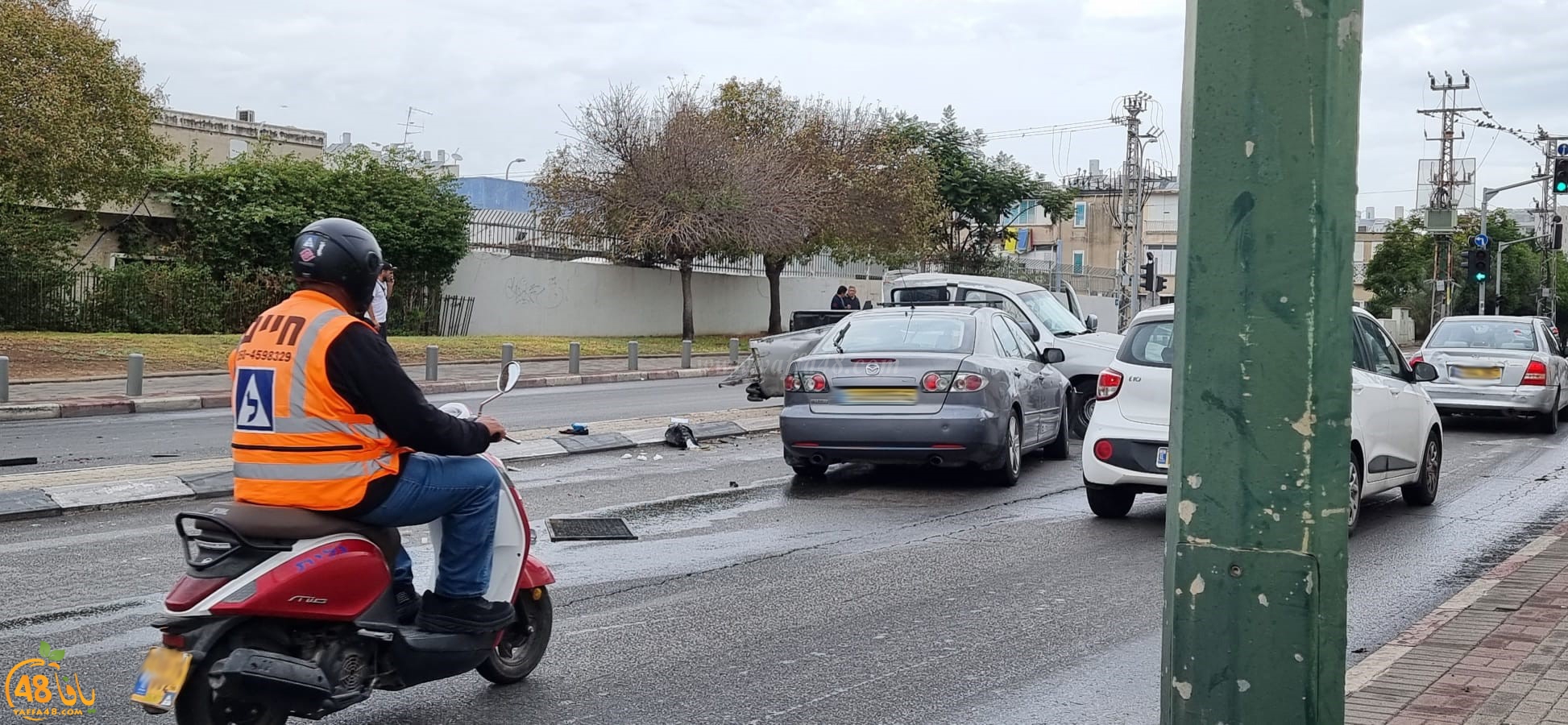 يافا: اصابة طفيفة بحادث طرق بين مركبتين قرب مقبرة طاسو 